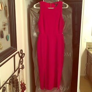 Sleeveless Red Keyhole Sides Midi Holiday Dress